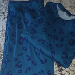 Blue Leopard Print Pajama Set - Soft Nightwear